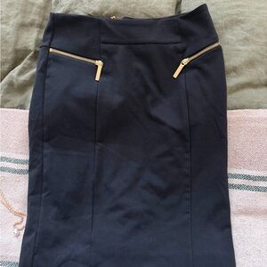 MICHAEL Michael Kors Black Pencil Skirt with Gold Zippers